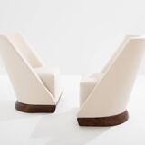Louis Sognot pair of modernist armchairs in walnut and alpaca, 1927