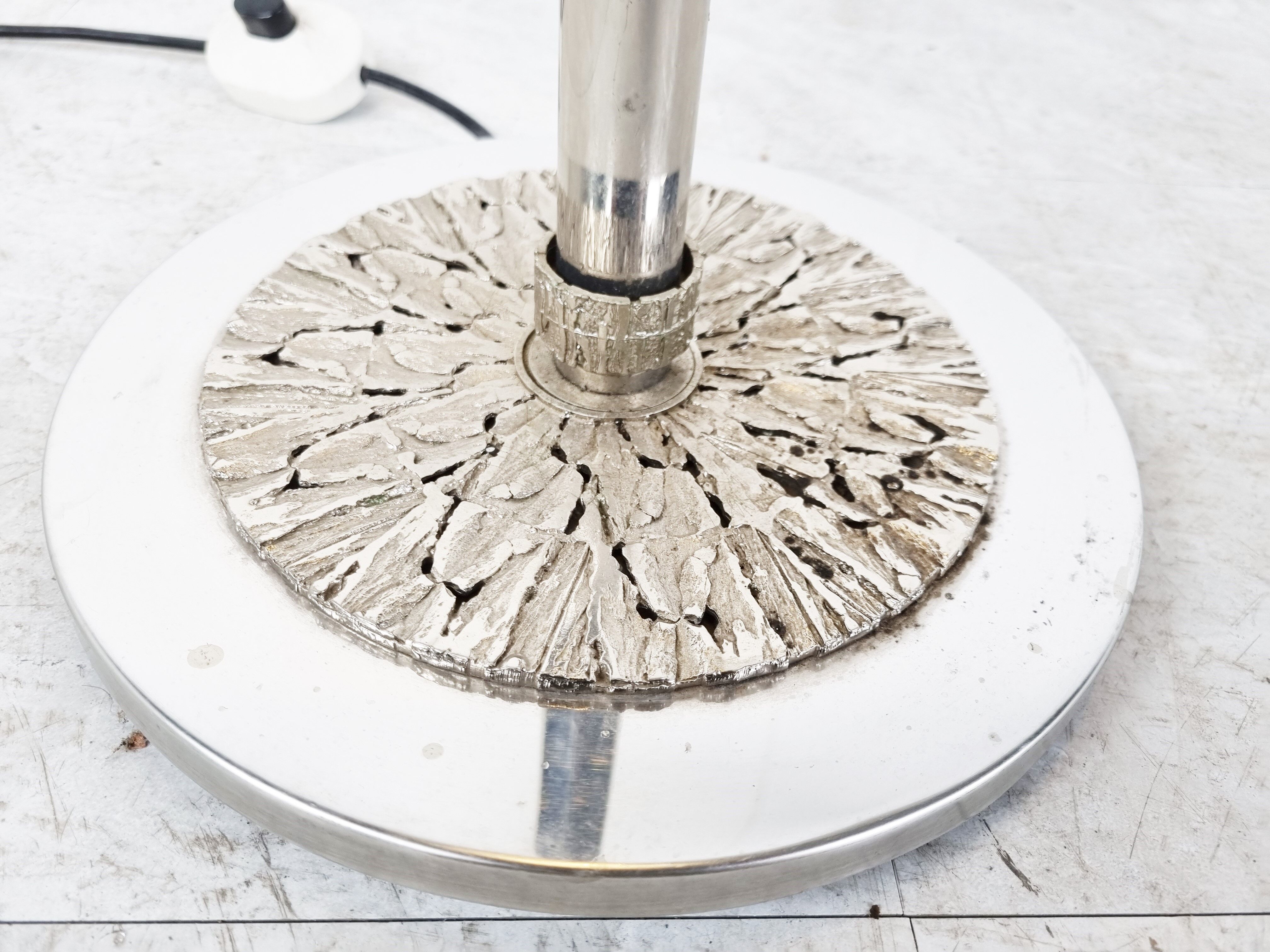 Chrome brutalist floor lamp, 1970s