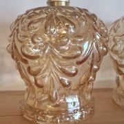 Duo of amber molded glass portable lamps