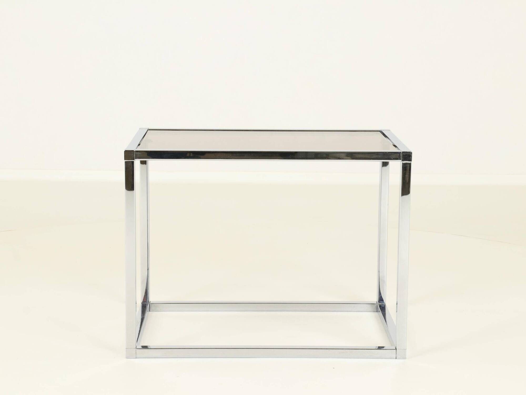Coffee or Side Table in Chroom & Smoked Glass by Belgo Chrom, Belgium,1970s