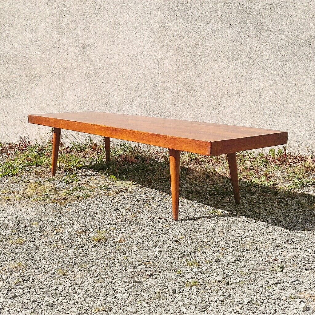 Coffee table in exotic wood vintage tapered foot