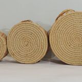 Set of three african raffia basket