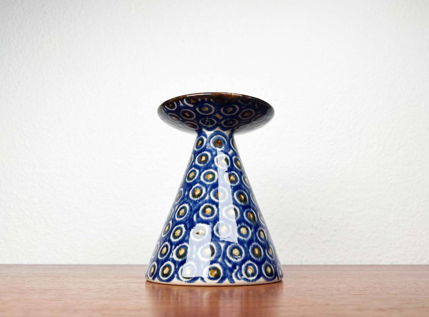 Mid-Century Modern German Vase with Peacock Design
