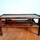 Vintage rattan and smoked glass coffee table 1960