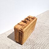 Vintage wicker case suitcase rattan