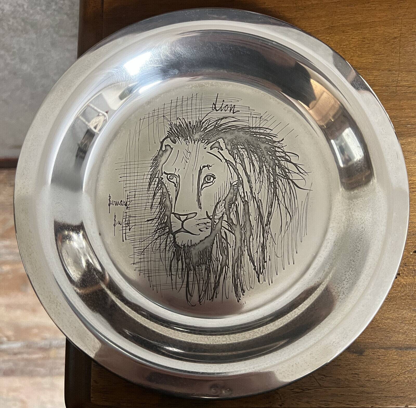 Bernard buffet publisher's medal: etched silver plate representing a lion (1976)