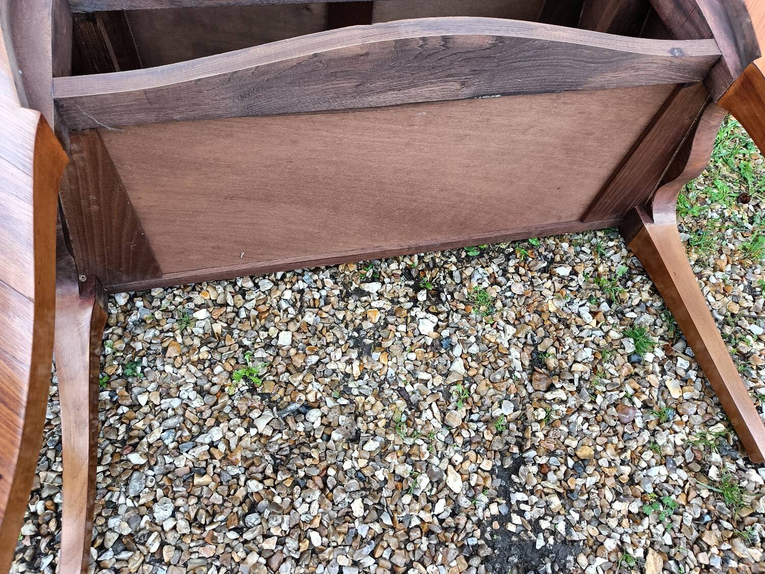 Old marquetry chest of drawers, Louis XV style marble top