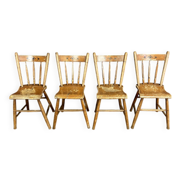 Set of four painted Dutch kitchen chairs.