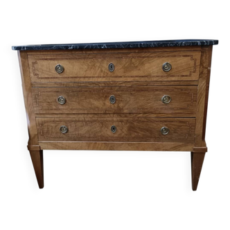 Commode style directoire placage de noyer et marbre noir