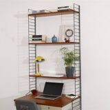 Teak wall-mounted shelf/desk, string design 1960