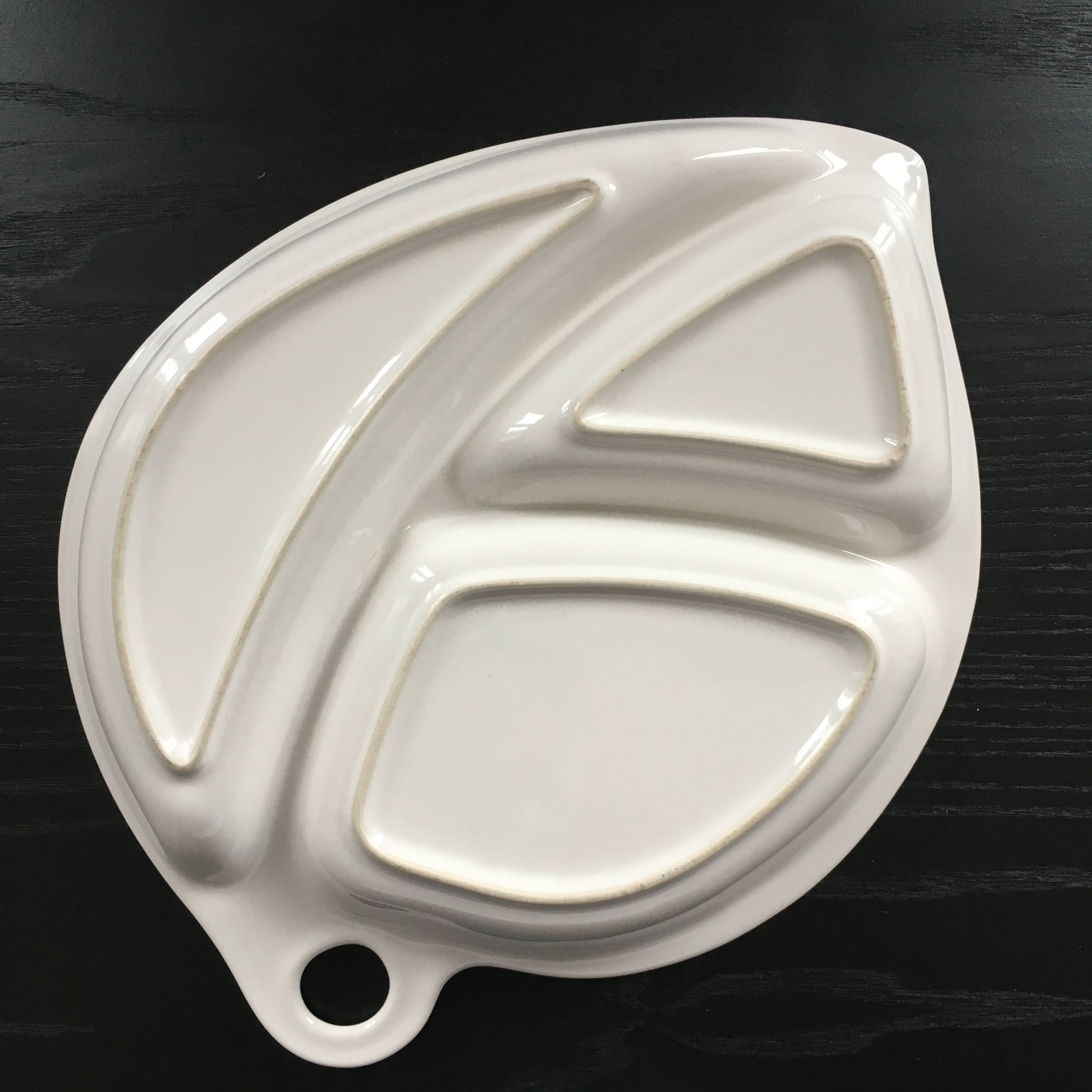 White earthenware leaf dish