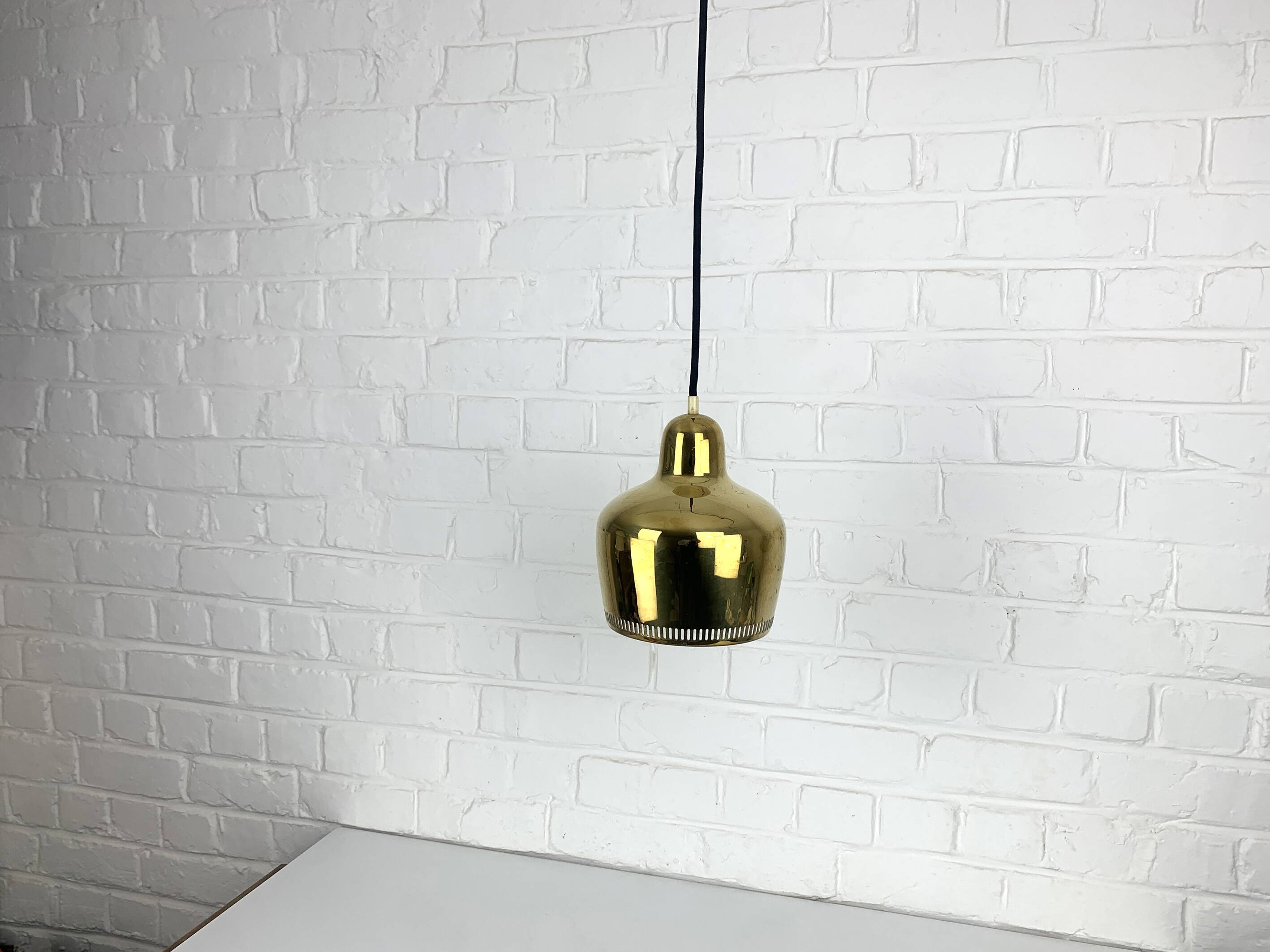 Golden Bell brass pendant light Alvar Aalto Louis Poulsen, Denmark 1950s