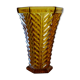 Vase art deco hexagonal en verre ambré 20ème