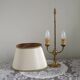 2 Light French Vintage Brass Boulotte Table Lamp With Cream Fabric Shade