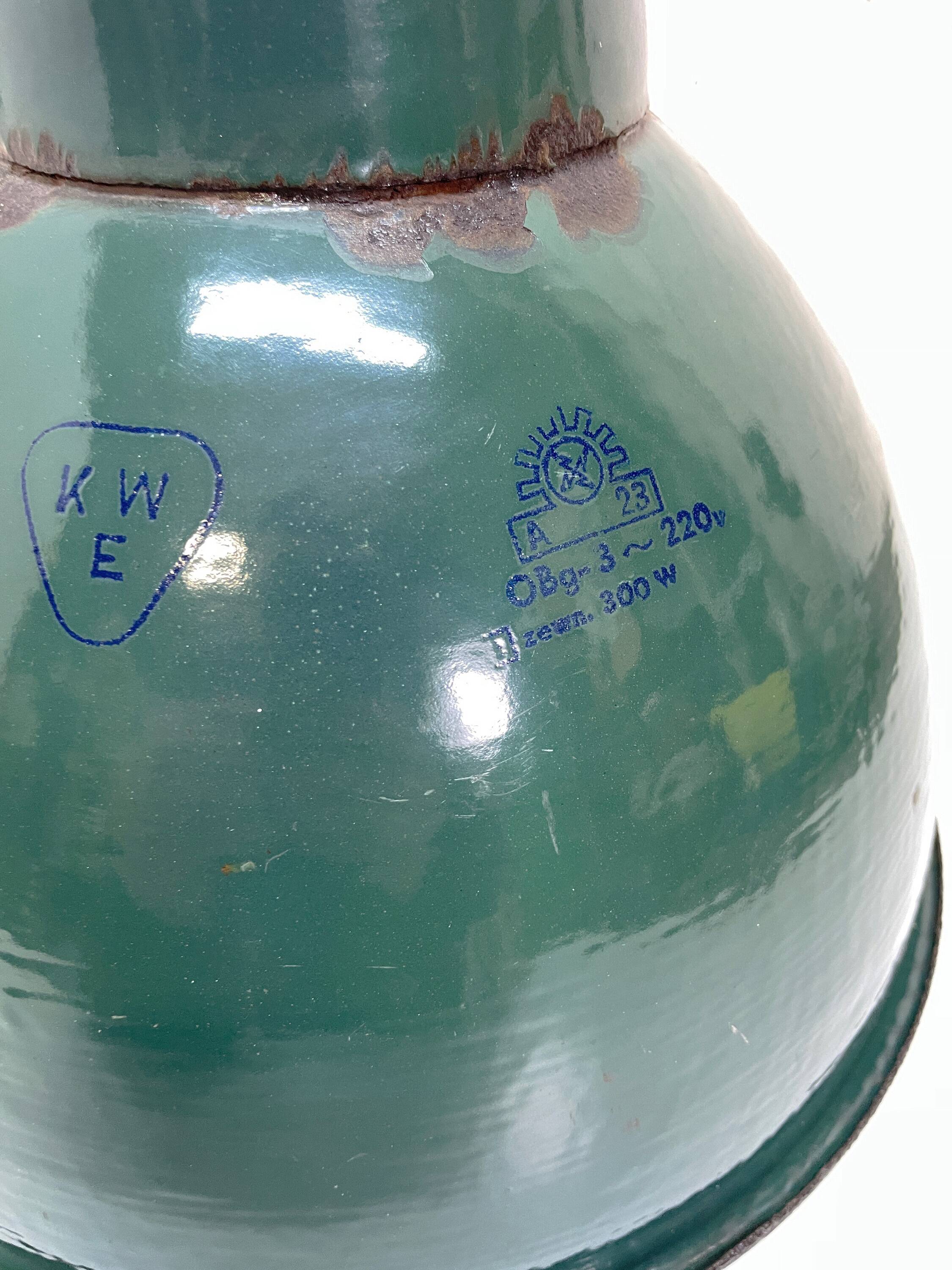 Industrial Green enamel Factory Pendant Lamp OBg-3,  1960s