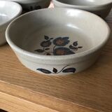 4 bowls hollow plates sandstone earthenware of Saint Amand floral decoration Sologne