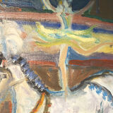 Painting Oil on Canvas Fauvism Circus Horse Dancer Circa 1960