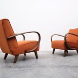 1930 Jindrich Halabala Bentwood Armchair in Rusty Orange Velvet