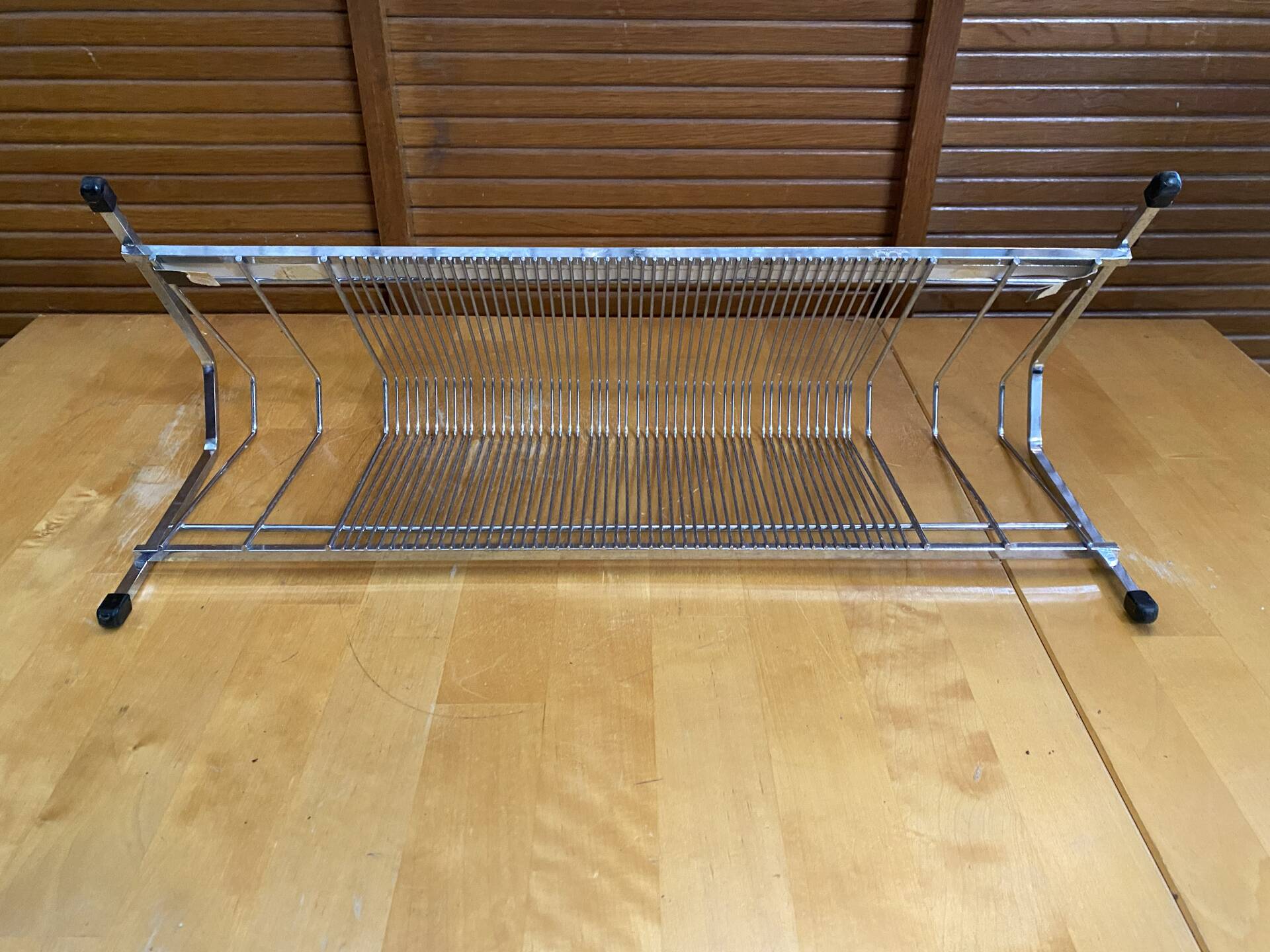 Vintage 1970s Chrome Metal Vinyl Record Holder with 100 Slots