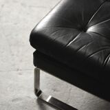 Minimalist german leather & chrome modular sofa from Klöber, 1980s