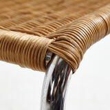 Tubular chair with wicker seat and backrest