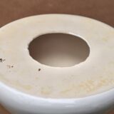 Large white ceramic lamp with raffia shade, 1970s