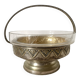 Art Deco fruit bowl in silver-plated metal and chiseled glass