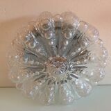 Round ceiling lamp in bubbled glass vintage 60s-70s
