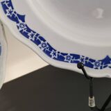 4 soup plates white background, blue decor l'Amandinoise 2586