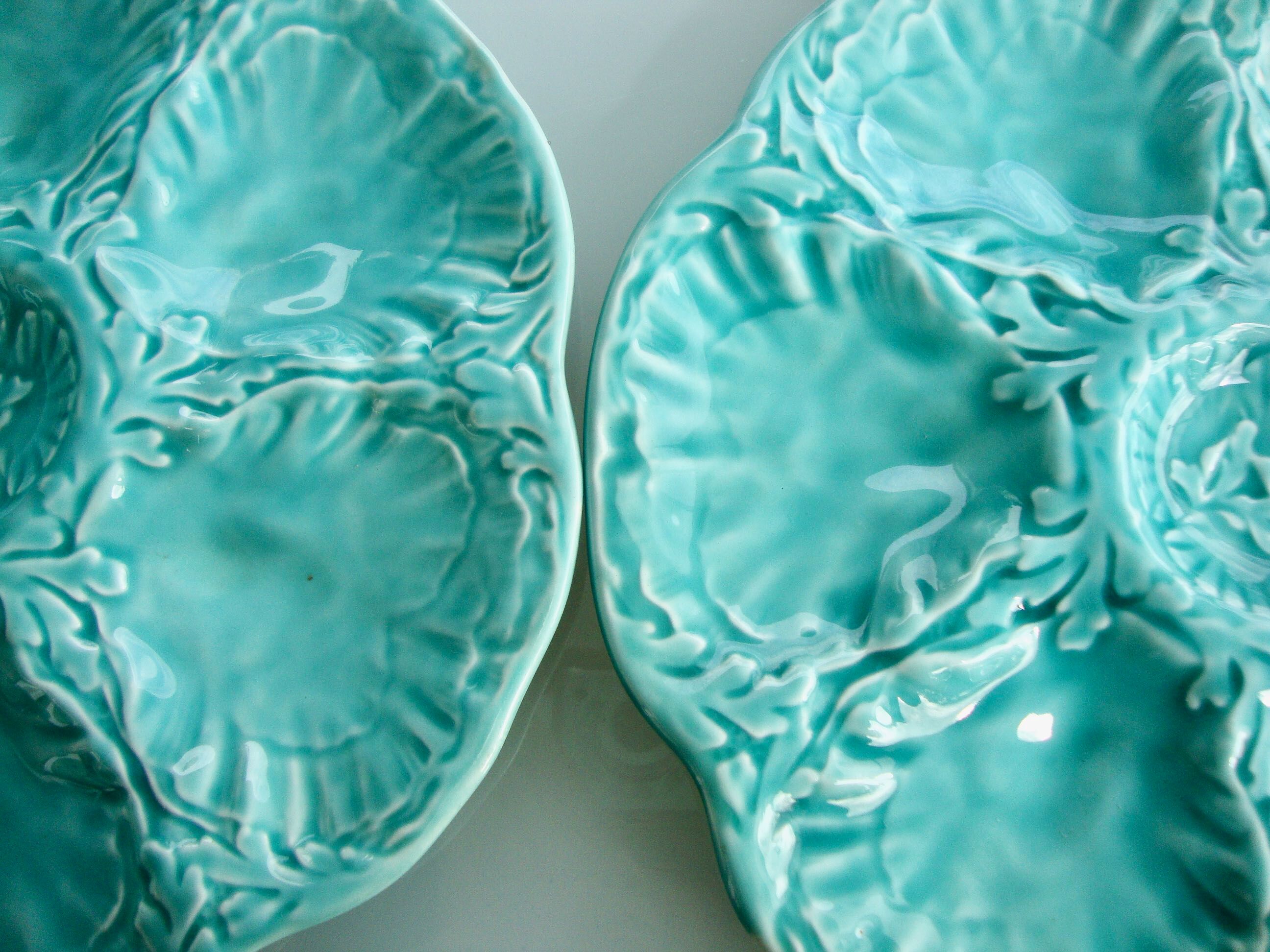 Lot de 11 assiettes à huitres de Gien