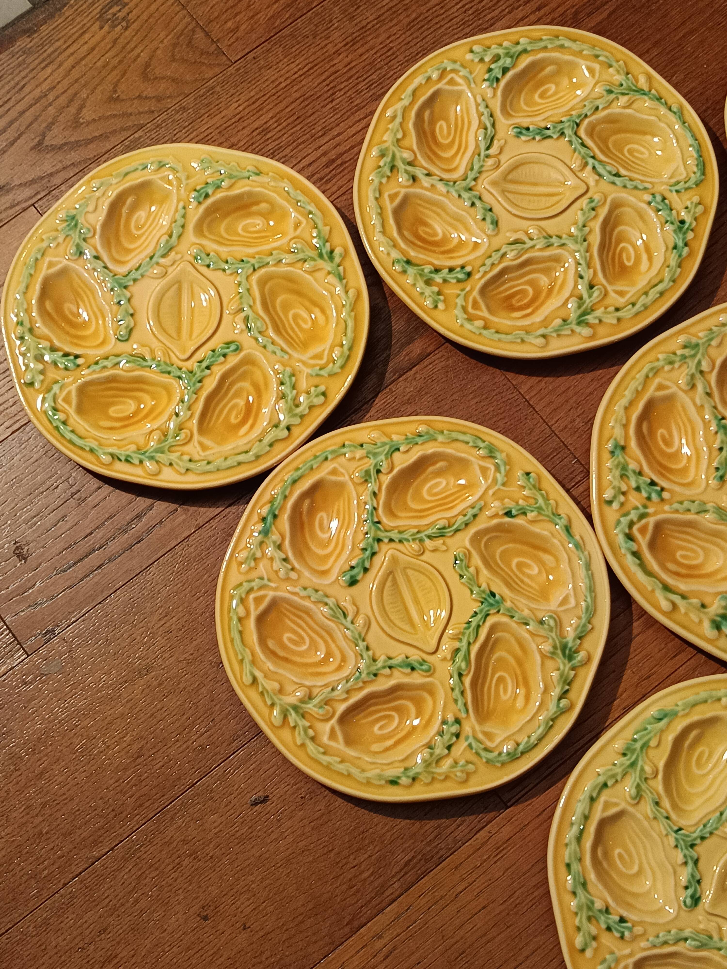 6 vintage majolica oyster plates, Arfilox, 1970