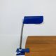 Lampe pince orientable bleue, flexible chrome, années 800, vintage