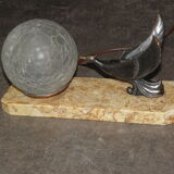 Art Deco marble figurine table lamp