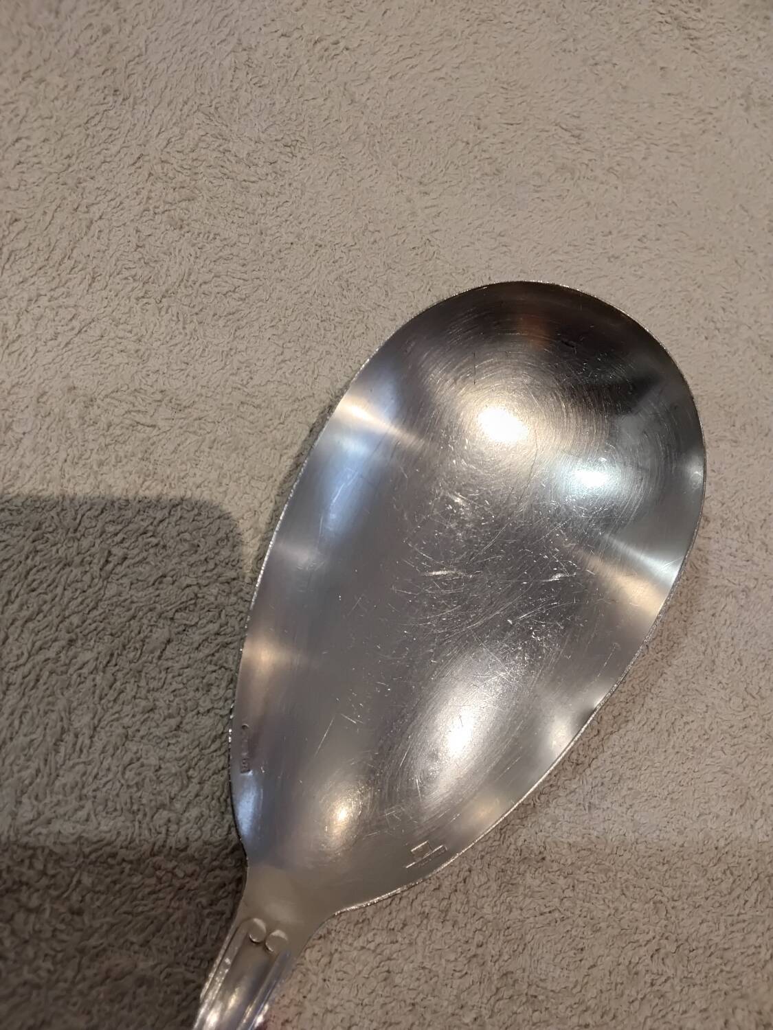 Silver plated rice serving spoons, Christofle Vendome, 25cm