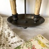 Bouillotte lamp in painted sheet metal decorated with flowers