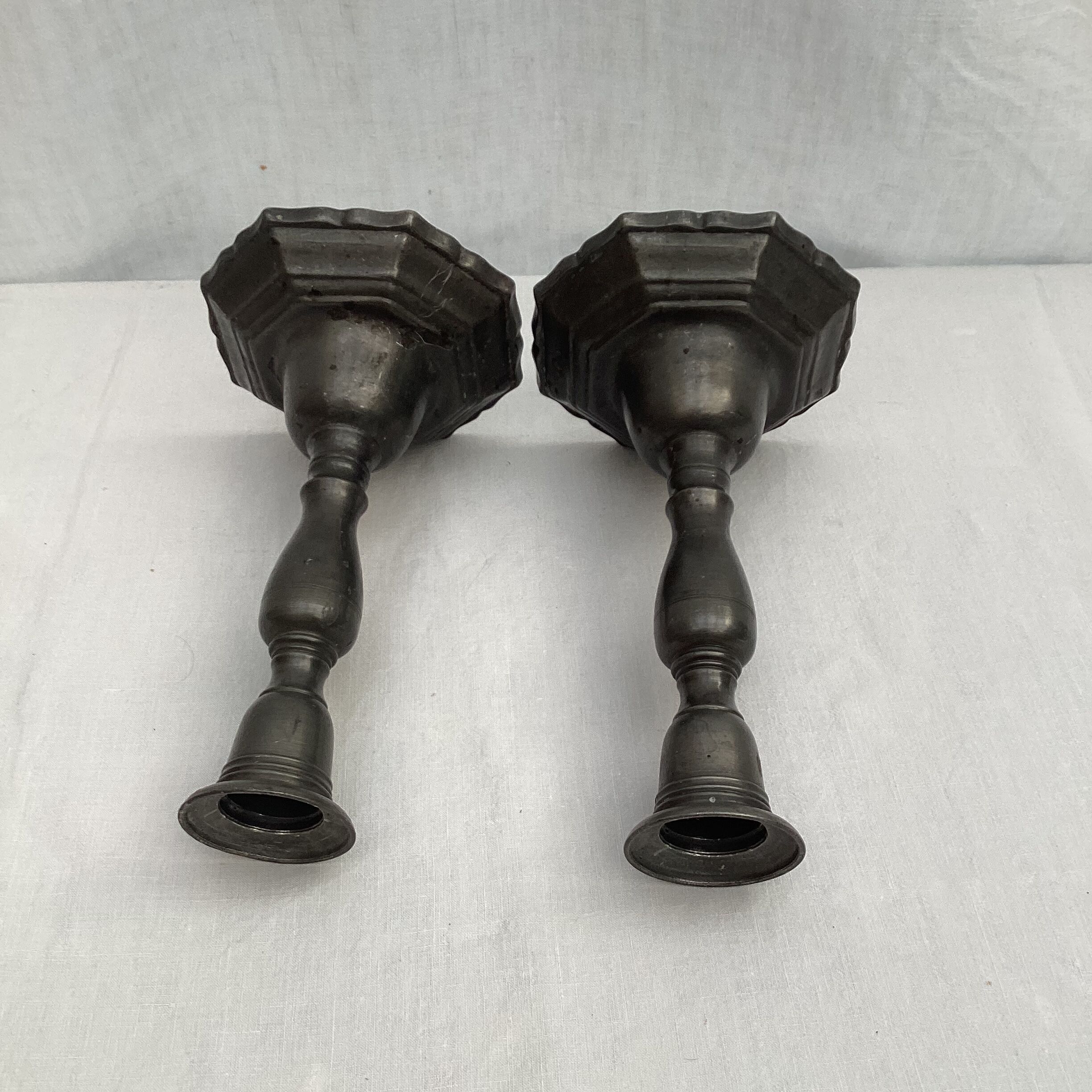 Pair of vintage stamped brass candlesticks