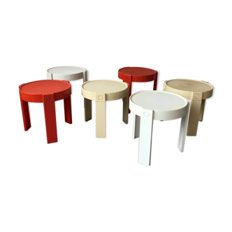 Suite of 3 stackable gigognes tables, made in holland, 1970
