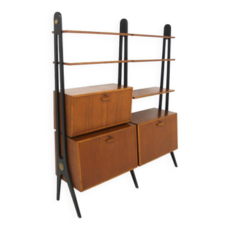 Scandinavian "double" bookcase, Sweden, 1950