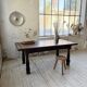 19th-century castle table, carved solid oak, 190cm.