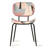 Chaise tissu motifs roses