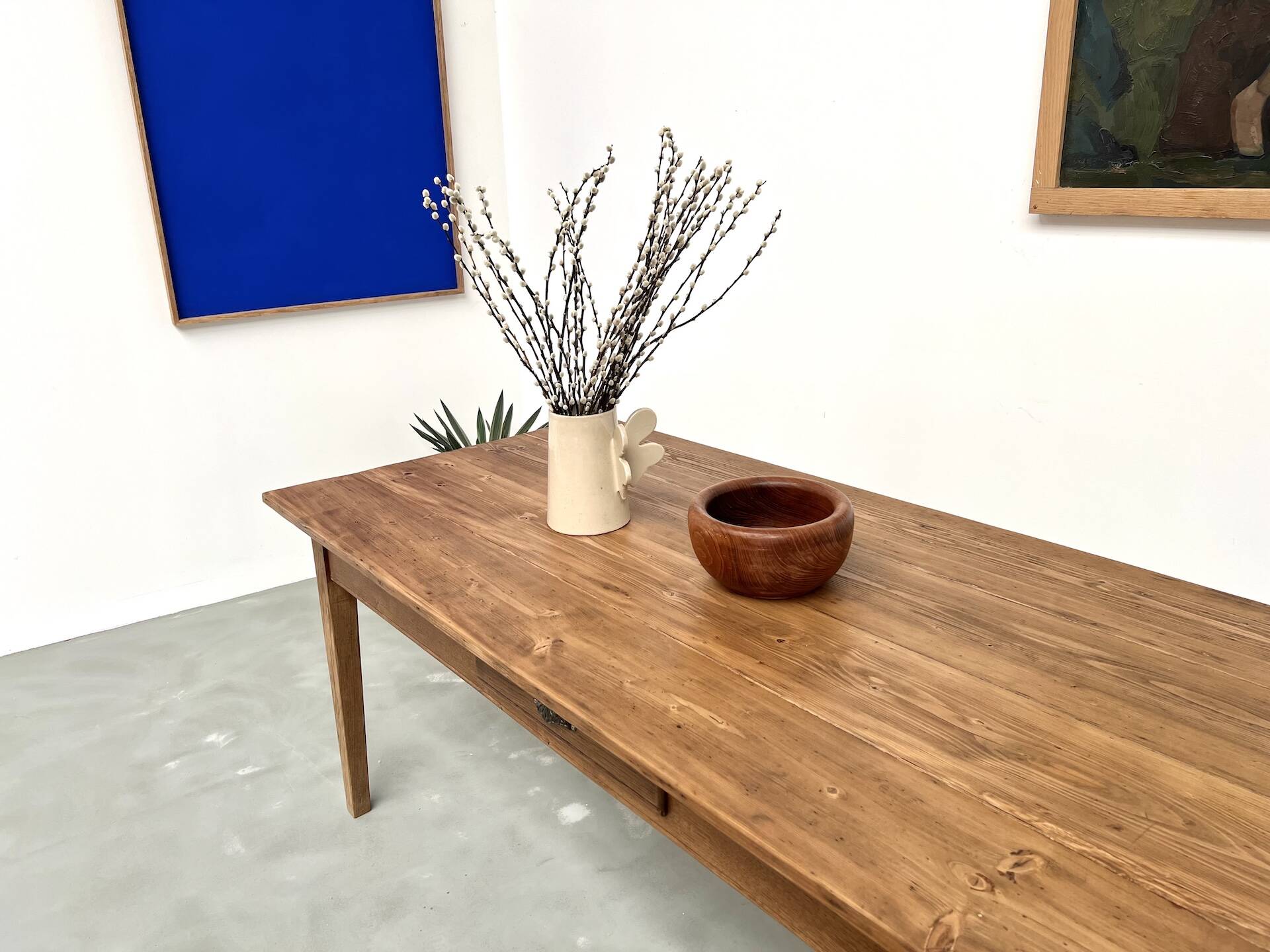 1950s farmhouse table, oak and pine