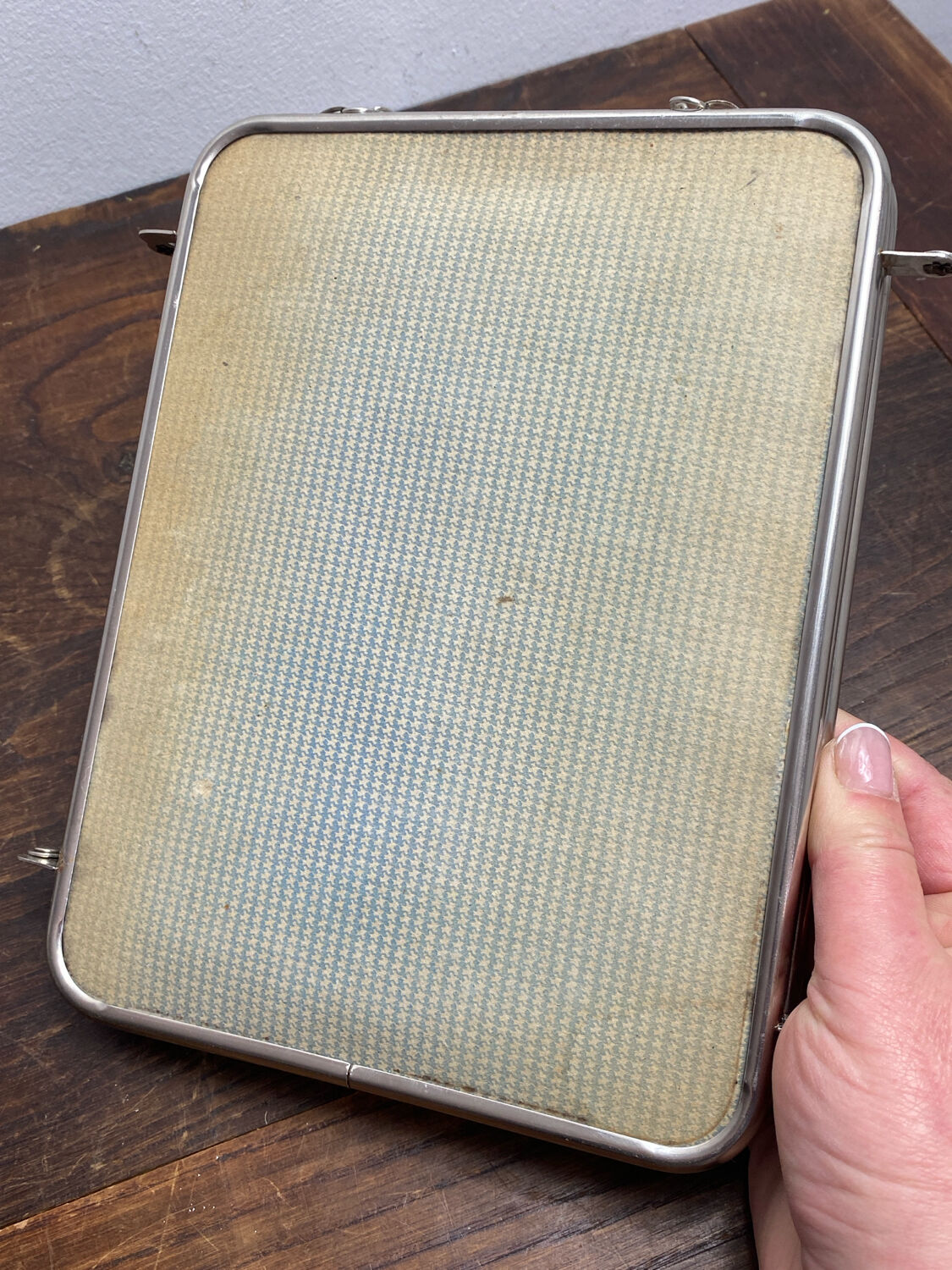 Triptych barber mirror, 1960, houndstooth back