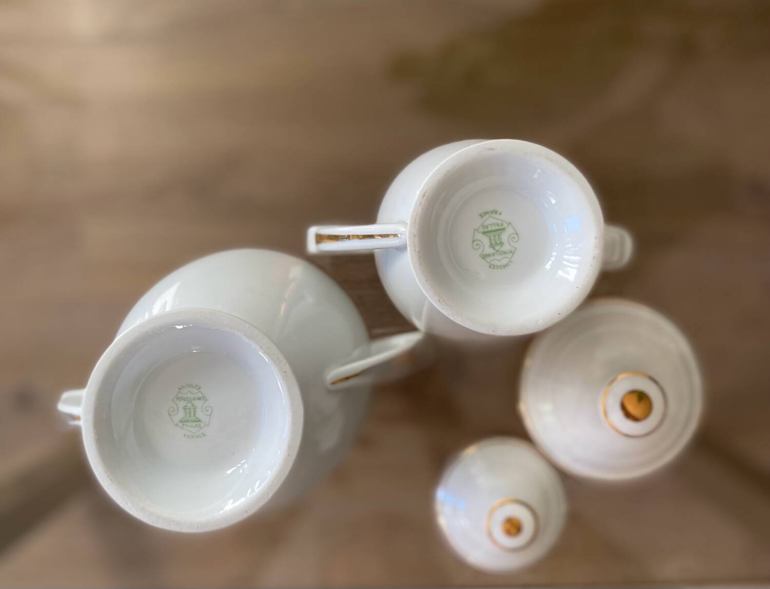 Sugar bowl and milk jug in Pallas Limoge porcelain