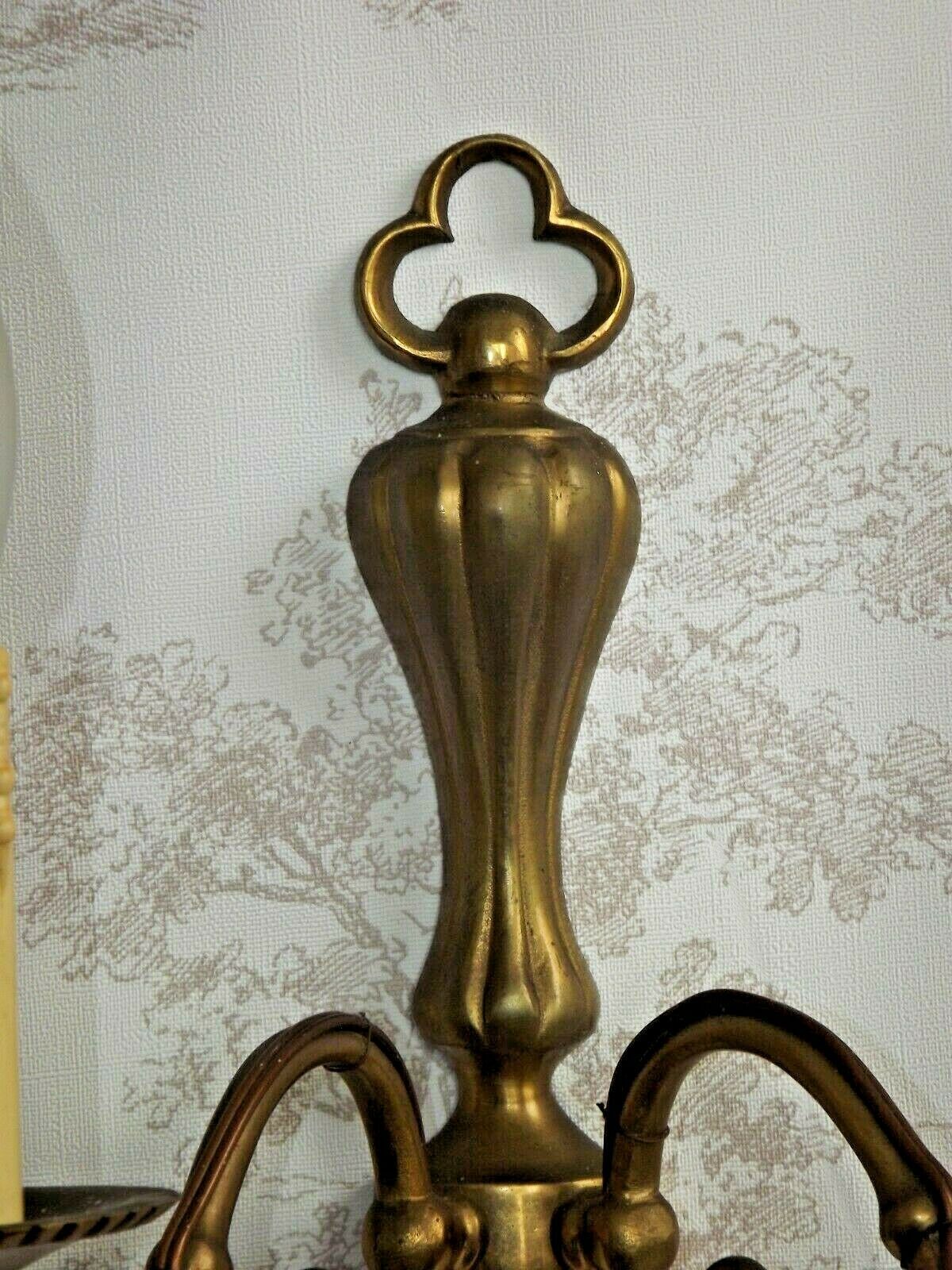 French vintage traditional double brass wall sconce scrolled arms