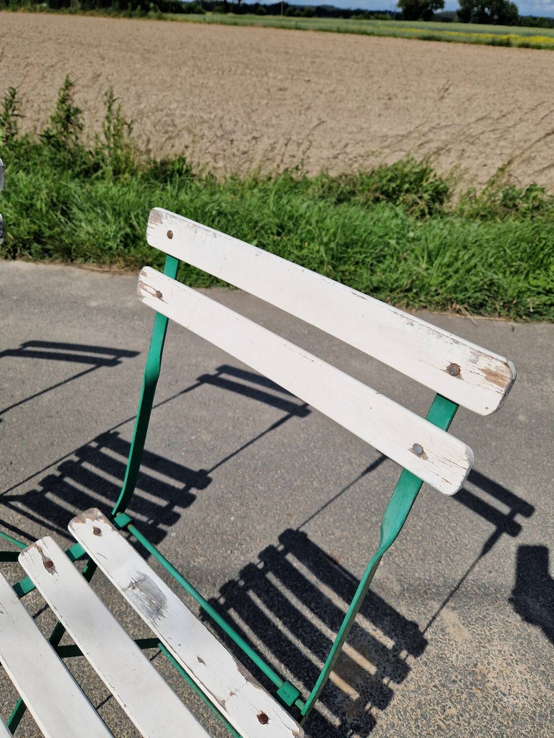 Set of 4 folding wrought iron bistro chairs