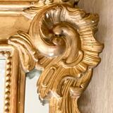 Grand miroir à parecloses en bois et stuc doré - XIXe siècle