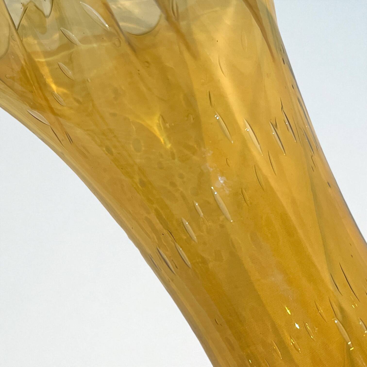XXL - Large Murano glass vase sommerso yellow amber vintage 1960-70