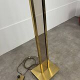 70s floor lamp in brass and smoked plexiglass, Hollywood Regency