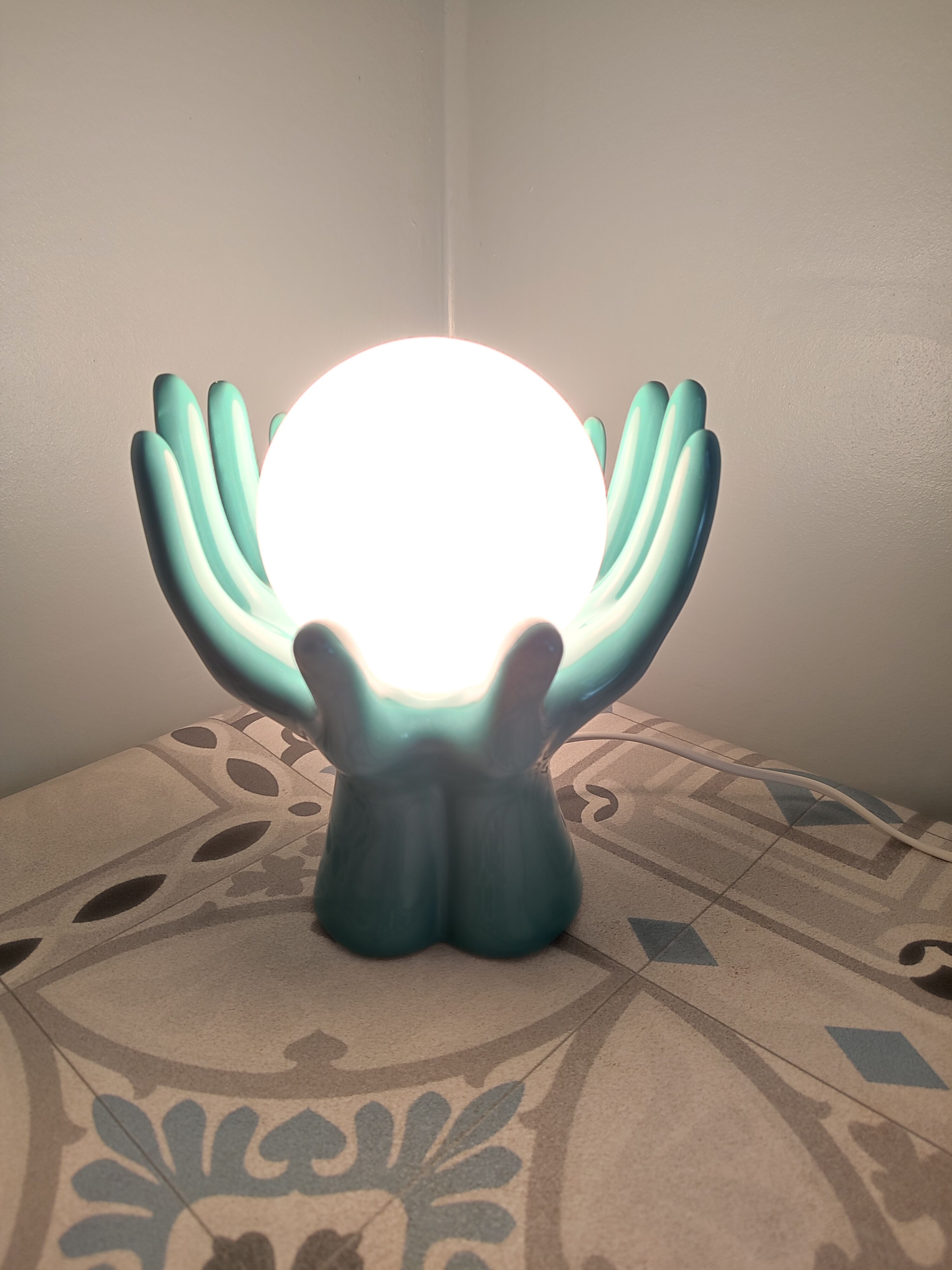 Lampe mains en céramique vintage