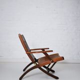 Ecuadorian wood and leather folding chair by Angel Pazmino